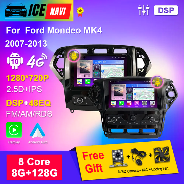 ICENAVI Carplay Android 10 Radio Multimedia Player For Ford Mondeo MK4 2007-2013