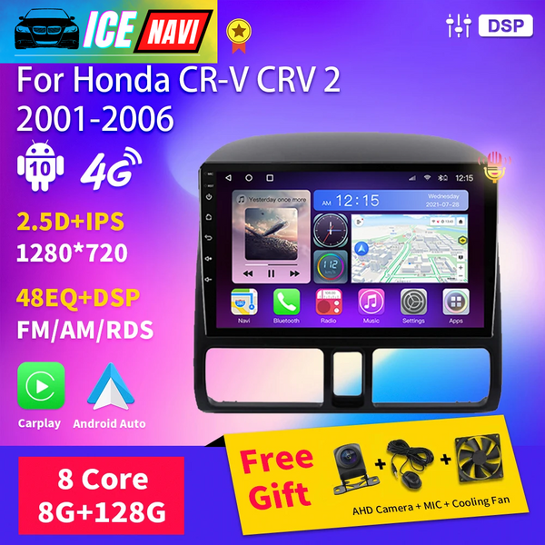 ICENAVI 4G Wifi Auto Carplay Player DSP BT Car Radio For Honda CR-V CRV 2 2001-2006