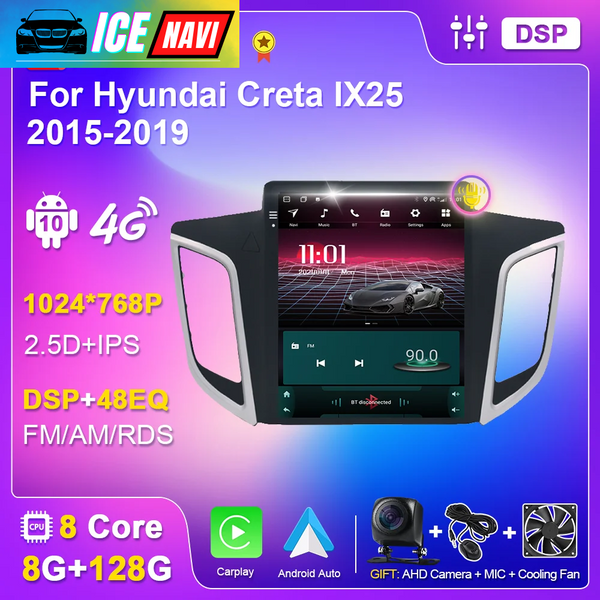 ICENAVI Tesla Vertical Inch Screen Android 10 Car Radio for Hyundai Creta IX25 2015-2019