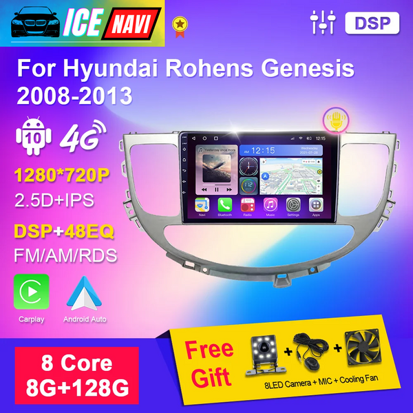 ICENAVI 8G 128gb Android 10 BT WiFi Carplay Autoradio For Hyundai Rohens Genesis 2008-2013