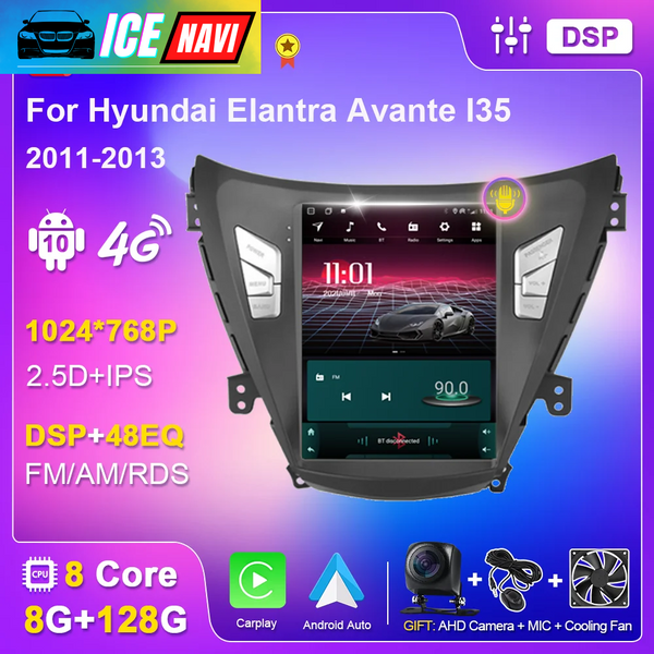 ICENAVI Android 10 Tesla Vertical Screen Autoradio for Hyundai Elantra Avante I35 2011-2013