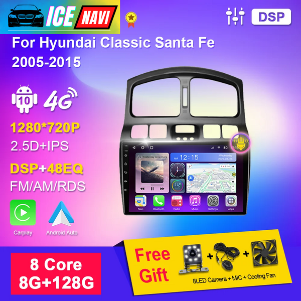 ICENAVI 2din Multimedia Navigation Autoradio for Hyundai Classic Santa Fe 2005-2015