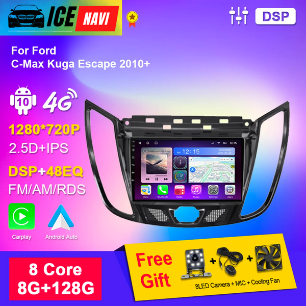 ICENAVI 4G WIFI Multimedia GPS Navigation Player For Ford C-Max Kuga Escape 2010+