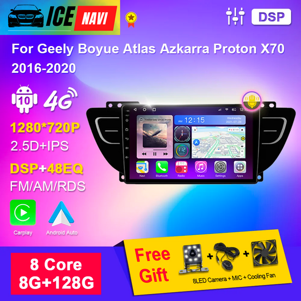 ICENAVI Car Radio Multimedia Player For Geely Boyue Atlas Azkarra Proton X70 2016-2020