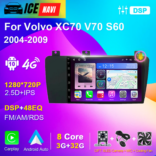 ICENAVI 7 Inch Head Unit Android 10 Player for Volvo XC70 V70 S60 2004-2009